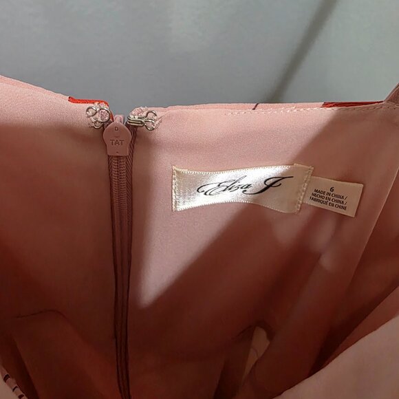 Eliza J Pink Floral Faux Wrap Midi Dress Size 6 Adjustable Straps Double Lined - Picture 3 of 10